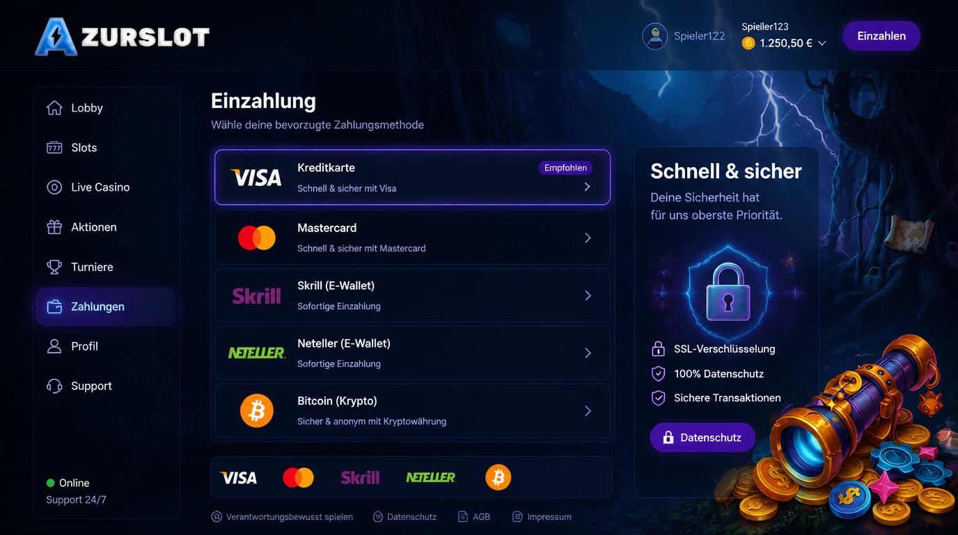 Spieler wählt Zahlungsart mit minimalen Datenspuren