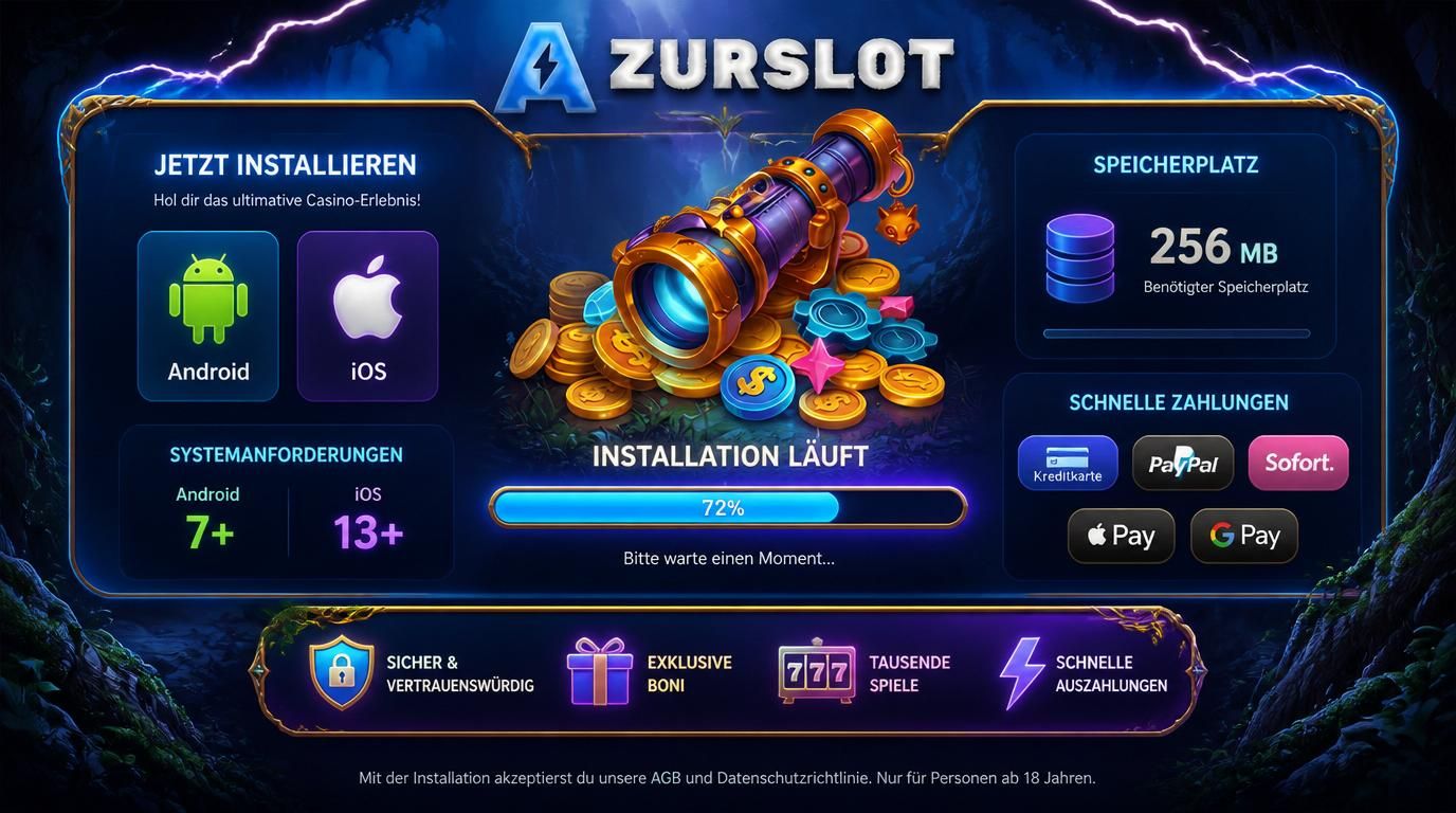 Ein Smartphone mit App-Info: Android- und iOS-Icon, Systemanforderungen und Zahlungsoptionen sichtbar.